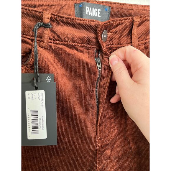 Paige Womens 26 Harper Wide Leg Corduroy Ankle Jeans Rosewood Brown - Picture 4 of 8